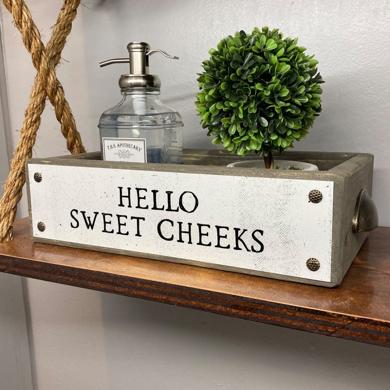 Hello Sweet Cheeks Bathroom Box Cute & Funny Rustic Etsy
