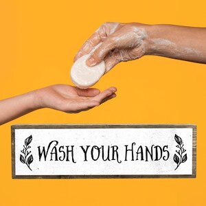 Wash Your Hands - Wooden Sign With Metal - Farmhouse Bathroom Decor - Restroom Decor - Funny