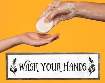 Wash Your Hands - Wooden Sign With Metal - Farmhouse Bathroom Decor - Restroom Decor - Funny