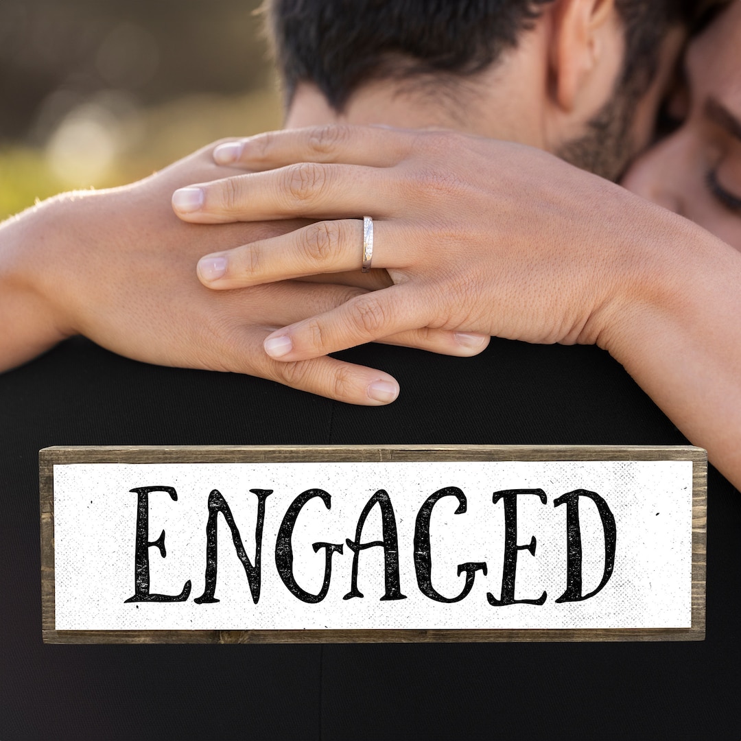 Engaged Tag Engaged Wooden Sign: Wedding Table Centerpiece Decor - Etsy