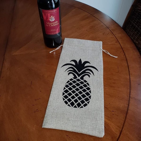 Burlap Pineapple Wine Bag