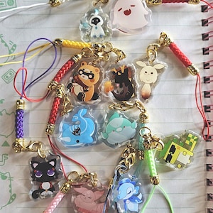 1" Boo Tao, Barbatos, Ajaw, Narwahl, Yae Miko, Dodoco, Morax, Xiao, Guoba Phone Strap Charm