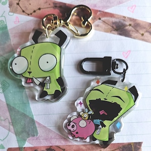 2" Invader Zim Gir Green Puppy Keychain Phone Charm