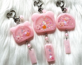 Japanese Wind Chime Inspired Resin Shaker Sakura Soft Pink Phone Charm