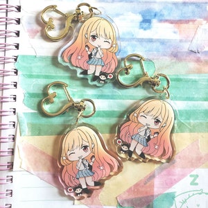 2&quot; School Girl Gyaru Marin Anime Acrylic Double Sided Phone Charm