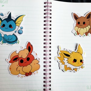 i[LAST BATCH] 3&quot; Eeveelution Full Set Eevee, Jolteon, Vaporeon, Flareon Vinyl Stickers