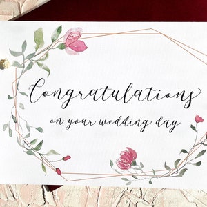 Floral Wedding Congratulations Card/ Wedding Card/ Wedding Card Congratulations/ Congratulations Gift/ Congratulations Card Wedding