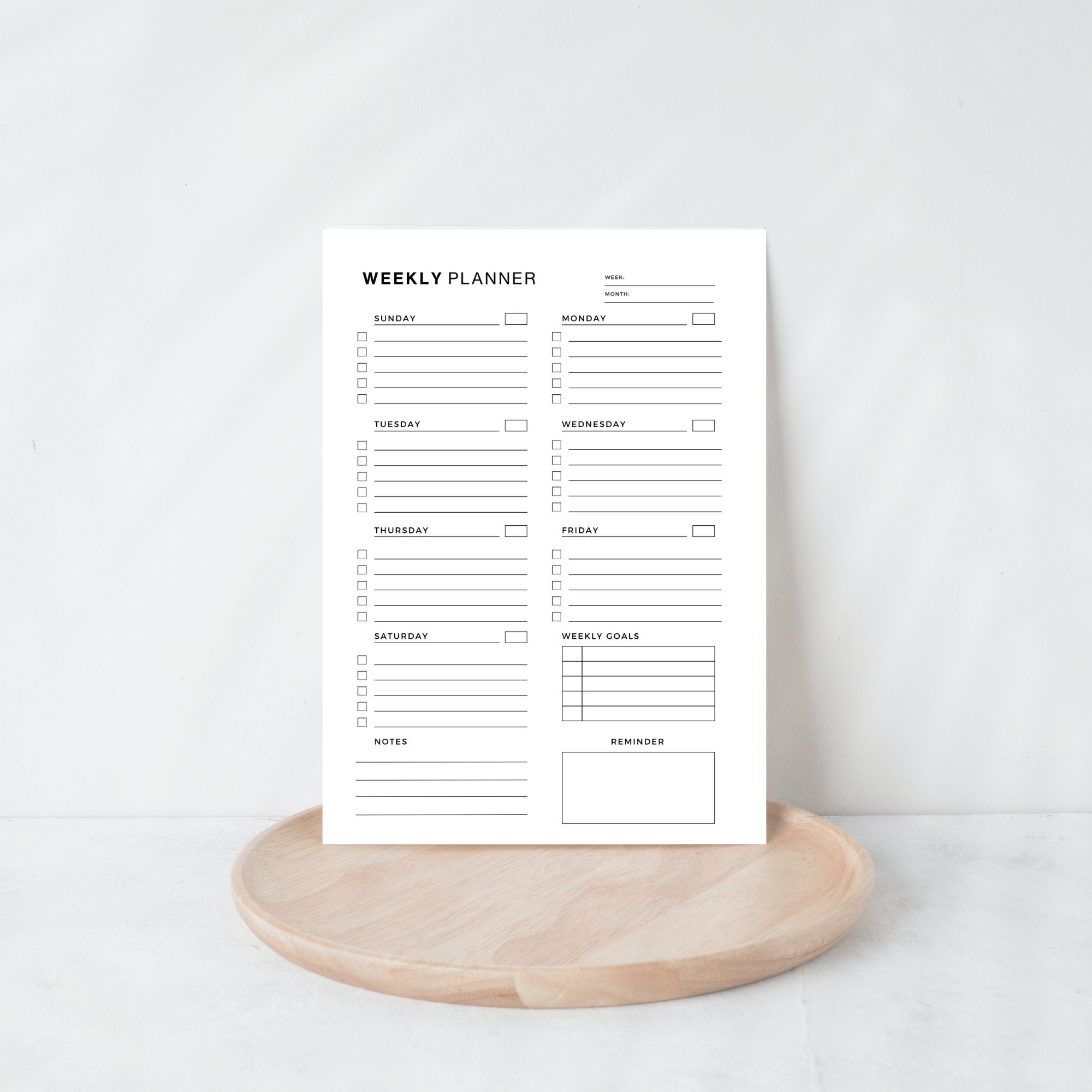 Weekly Planner Printable Monday-sunday Goals, Notes, Reminders PDF - Etsy