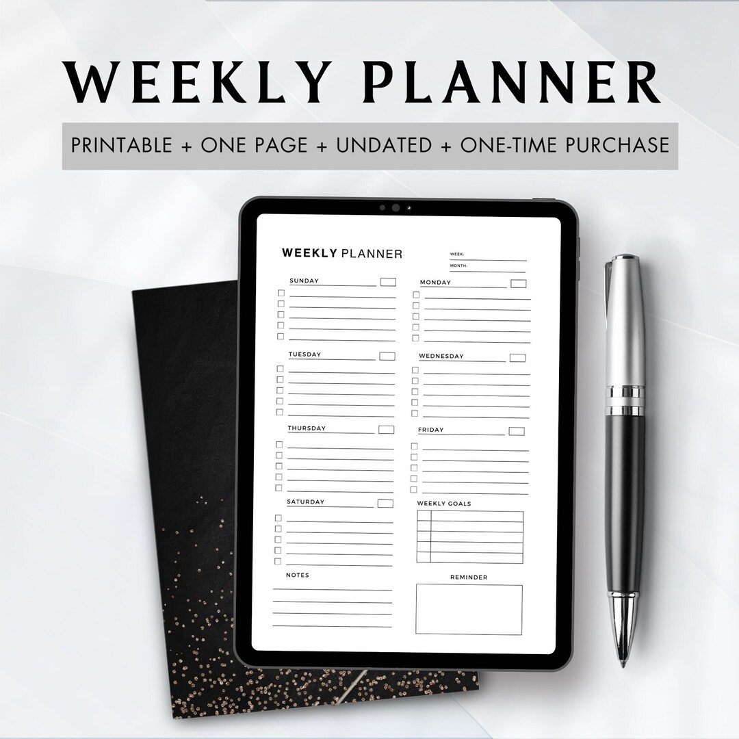Weekly Planner Printable Monday-sunday Goals, Notes, Reminders PDF - Etsy