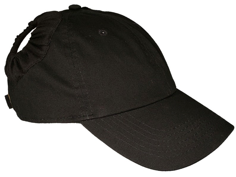 BUNZ OUT Black Baseball Cap Space Buns Pigtails Female Cap Pony Cap Dad