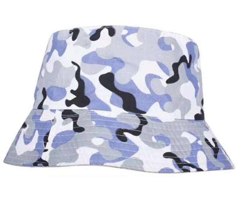 blue camouflage bucket hat