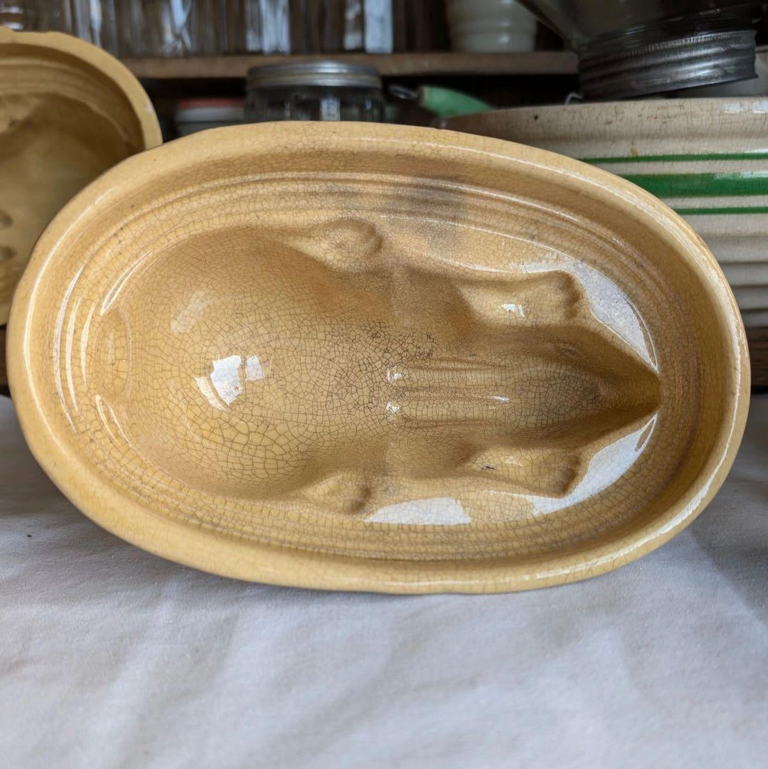 Primitive Antique Yellow Ware Rabbit Mould - Etsy