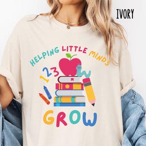 Teacher shirt, books reading back to school shirt, little minds grow, graphic tee comfort colors, teacher appreciation gift, gift for her