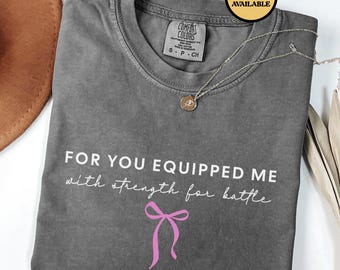 Christian Shirt Breast Cancer Awareness, Comfort Colors Bible Verse Tshirt, Pink Bow