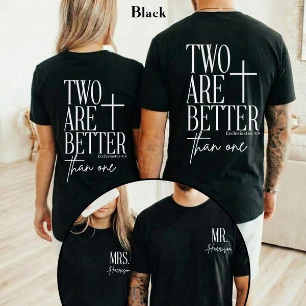 Mr and Mrs shirts, Personalized Gift Engaged Couples Matching Tshirts, Anniversary Bachelorette Custom Christian Bible Verse Comfort Colors