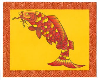 Amberina Carp - Colored Pencil Wall Art