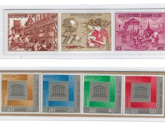 Pair of Laotian Postage Stamp Bookmarks