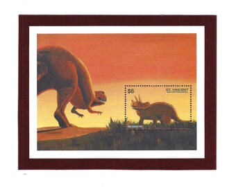 Dinosaurs Postage Stamp Frig Magnet - St. Vincent Souvenir Sheet