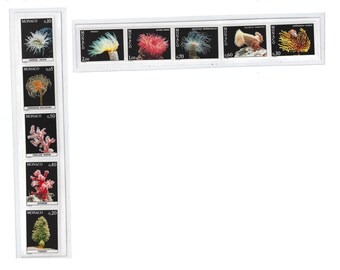Sea Creatures and Plants - Pair of Postage Stamp Bookmarks