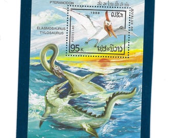 Laotian Postage Stamp Dinosaurs Frig Magnet