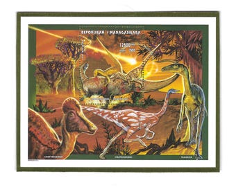 Madagascar Dinosaurs Souvenir Sheet - Postage Stamp Frig Magnet