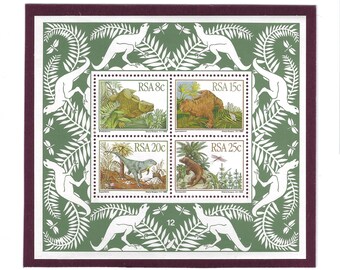 South African Dinosaurs Souvenir Sheet - Postage Stamps Magnet