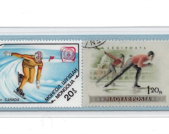 Speed Skating Postage Stamps Bookmark