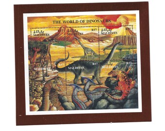 Maldive Islands Postage Stamps - Dinosaurs Frig Magnet
