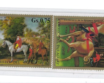 Horseback Hunting Postage Stamps Bookmark