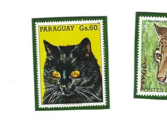 Set of Three Cats Postage Stamps Magnets