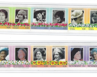 Pair of Queen Mother Postage Stamp Bookmarks