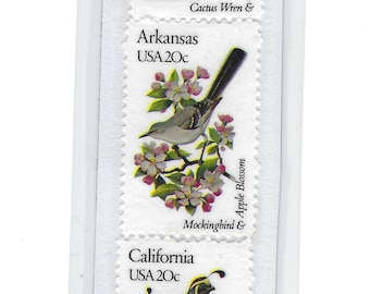 American State Birds and Flowers Postage Stamps Bookmark