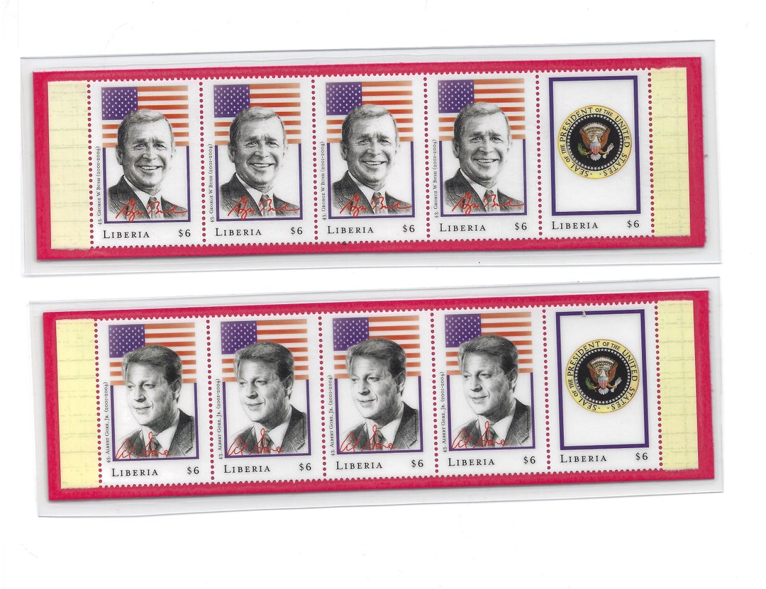 Pair of Y2K Presidential Liberian Postage Stamps Bookmarks Etsy