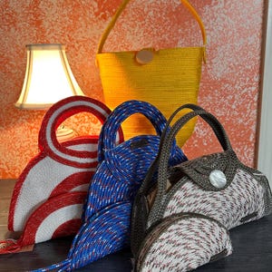 Handmade Cord/rope zippered handle, bucket bag or wallets