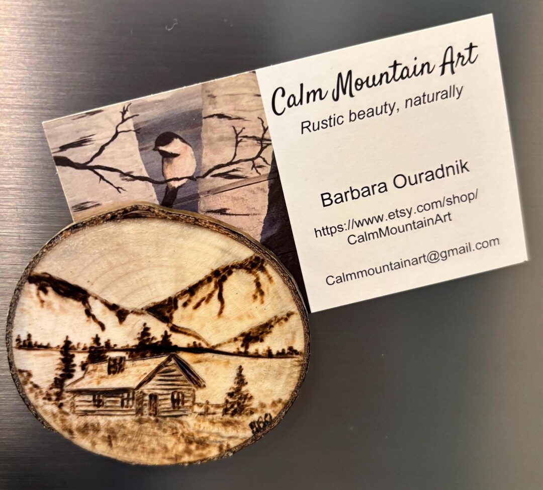 Wood Slice Magnet - Mountain Cabin - Etsy