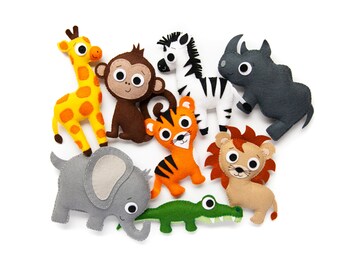 Sewing kit Jungle Animal Bunting Elephant Lion Giraffe Felt Baby Bedroom Nursery