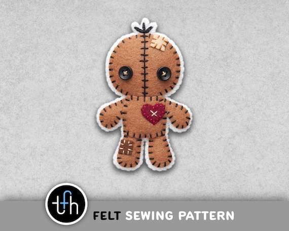 Felt VooDoo Doll Halloween Ornament Sewing Pattern (PDF Digital Download with SVG File)