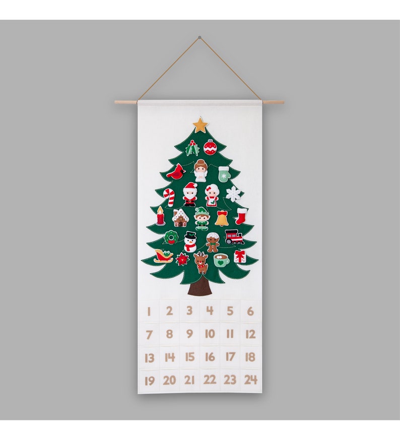 Pattern: Felt Christmas Advent Calendar and 24 Ornaments PDF Sewing Tutorial Download with SVG files 画像 4
