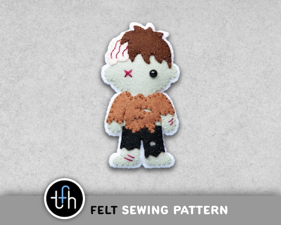 Pattern - Felt Zombie Halloween Ornament - PDF Digital Sewing Tutorial Download with SVG File