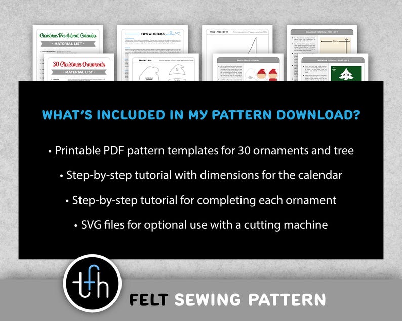 Sewing Pattern: Felt Christmas Advent Calendar image 2
