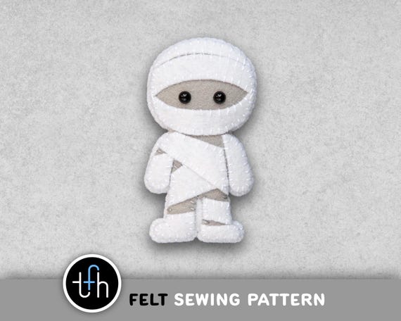 Pattern - Felt Mummy Halloween Ornament - PDF Digital Sewing Tutorial Download with SVG File