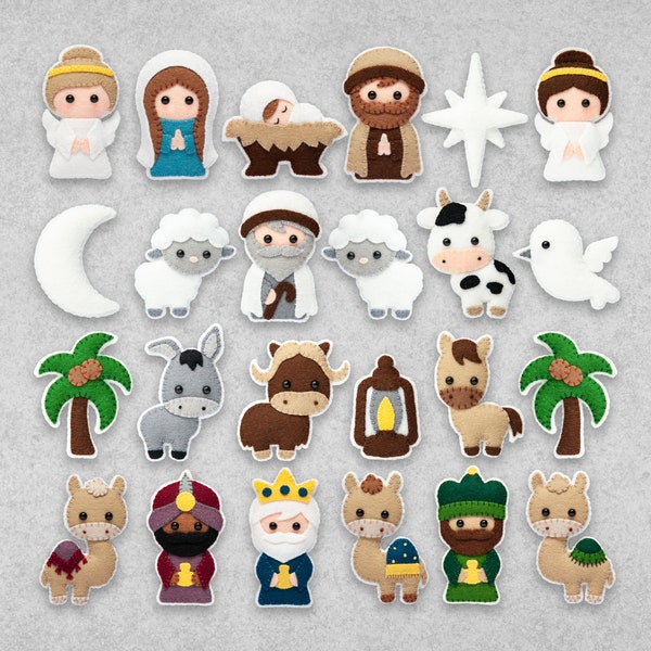 Pattern: Felt Nativity Christmas Ornaments - PDF Sewing Tutorial Download - includes SVG Files