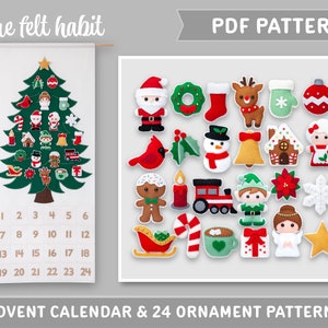 Pattern: Felt Christmas Advent Calendar and 24 Ornaments PDF Sewing Tutorial Download with SVG files 画像 3