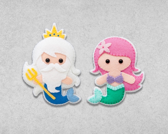 Felt Mermaid and Poseidon Ornament Sewing Pattern (Digital Download)