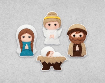 Felt Nativity Pattern - Baby Jesus, Virgin Mary, Joseph, Angel - Christmas Ornaments - PDF Digital Sewing Tutorial Download