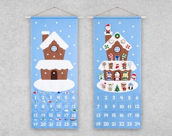 Pattern: Felt Gingerbread House Advent Calendar and 24 Christmas Ornaments - PDF Sewing Tutorial Download with SVG Files