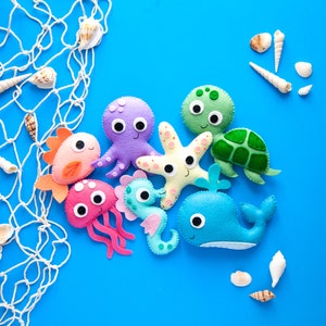 Pattern Felt Sea Creatures Whale, Fish, Turtle, Octopus, Starfish, Jellyfish, and Seahorse PDF Digital Sewing Tutorial Download image 2