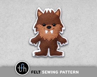 Felt Werewolf Halloween Ornament Sewing Pattern (PDF Digital Download with SVG File)