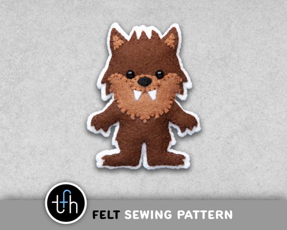 Pattern - Felt Werewolf Halloween Ornament - PDF Digital Sewing Tutorial Download