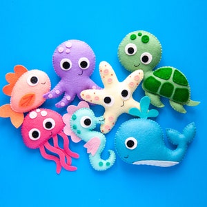 Pattern Felt Sea Creatures Whale, Fish, Turtle, Octopus, Starfish, Jellyfish, and Seahorse PDF Digital Sewing Tutorial Download image 4